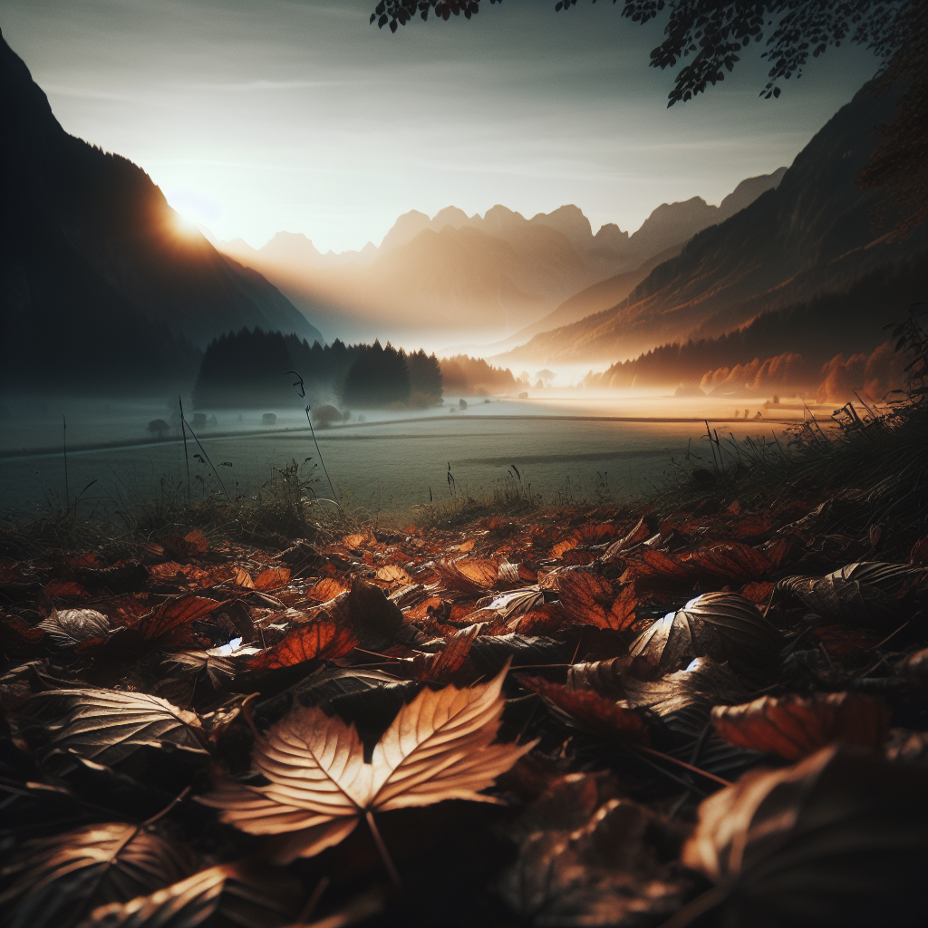 ~ Morgendämmerung über Tirol, Blätter am Boden, frische Luft ~